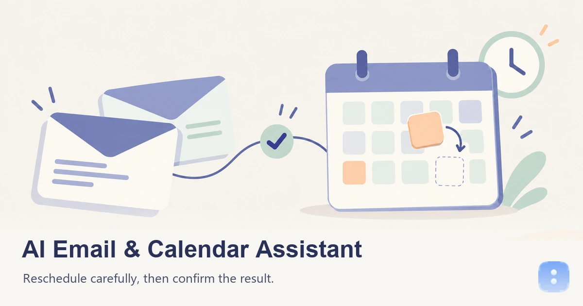 Illustration of envelopes passing through a review check toward a calendar with a peach-colored appointment moving slots