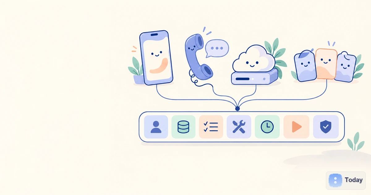 Illustration comparing a personal agent app, a phone-based assistant, a cloud computer and a coordinated team of AI agents
