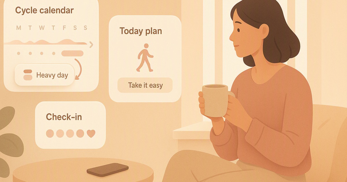 AI cycle tracker planning the week around the current phase — heavy days softened, training matched to energy